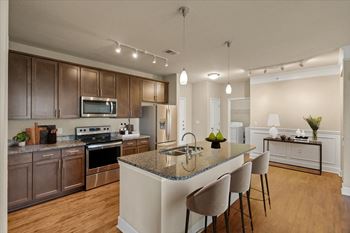 Kitchen with wooden cabinets